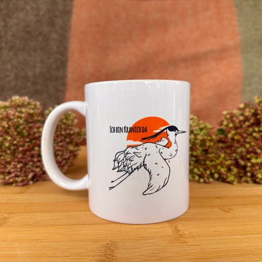 "Ich bin Kranich da" Keramiktasse