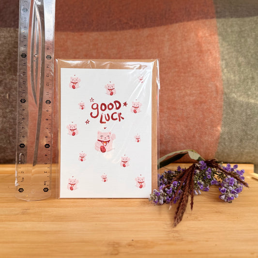 Postkarte „Good Luck – Glückskatze“ (A6)