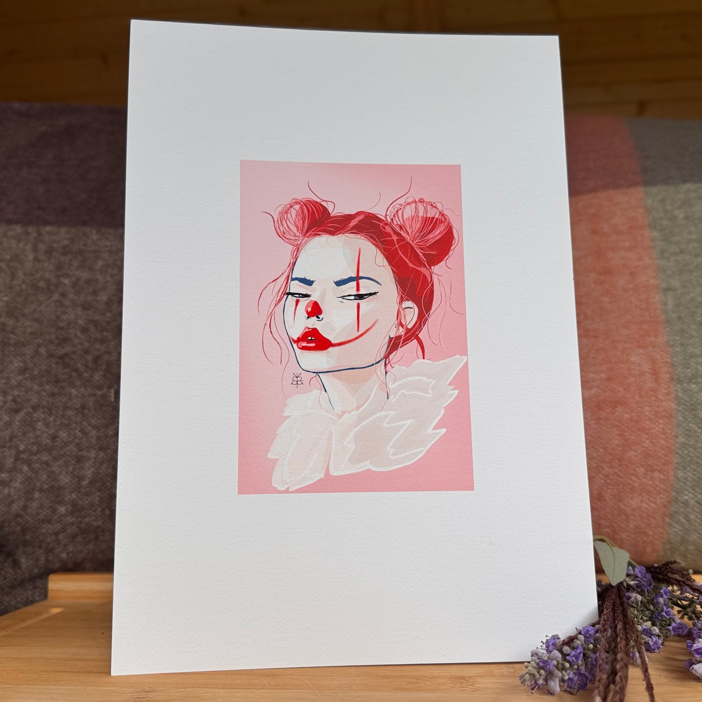Fine Art Print A4 Passepartout-Effekt "Creepy Clown Girl“