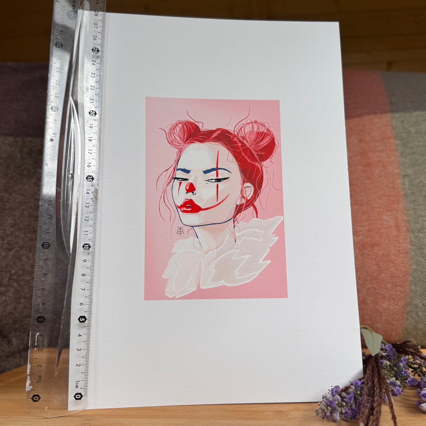 Fine Art Print A4  Passepartout-Effekt  "Creepy Clown Girl“